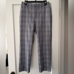 Rebecca Minkoff Navy Plaid Trousers with Subtle Green & Red Threads